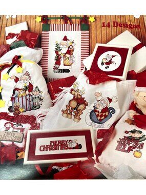 Merry Christmas Cross-Stitch Booklet 14 Festive Designs Holiday Craft Patterns